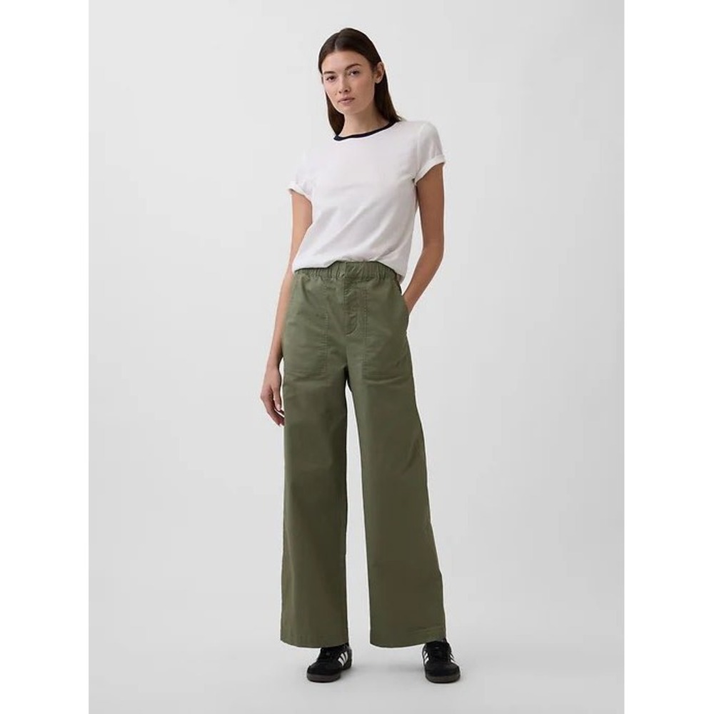 Gap Olive Green Utility Pull On Wide Leg Pants Size Small